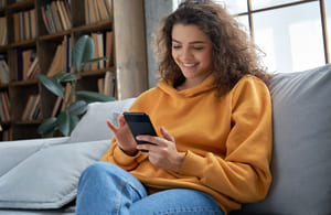 lady using mobile phone